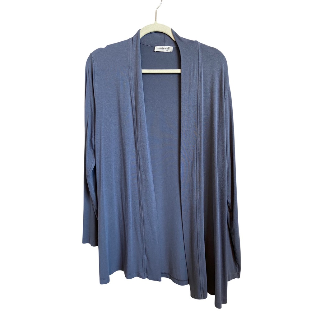 Kettlewell LL Blue Viscose Jersey Open Front Long Sleeve Cardigan Sweater